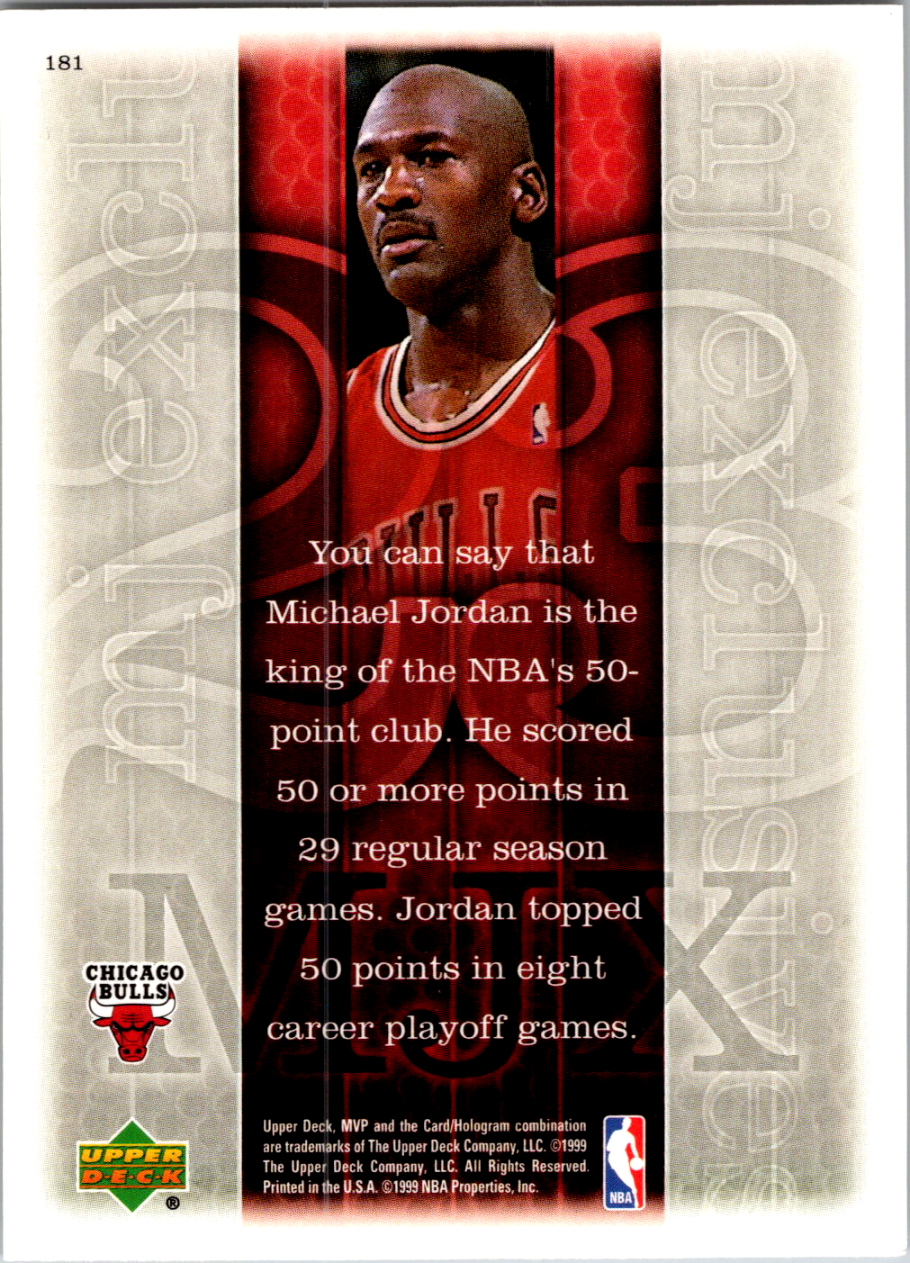 1999-00 Upper Deck MVP MJ Exclusives Michael Jordan #181 | Chicago Bulls 009126