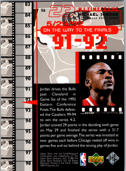 Michael Jordan 1998 Upper Deck Michael Jordan Living Legend #56 Chicago Bulls