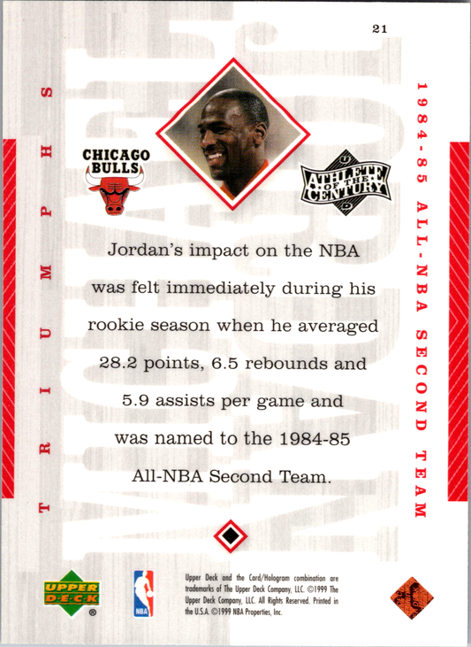 Michael Jordan 1999 Upper Deck Athlete of the Century #21 Chicago Bulls