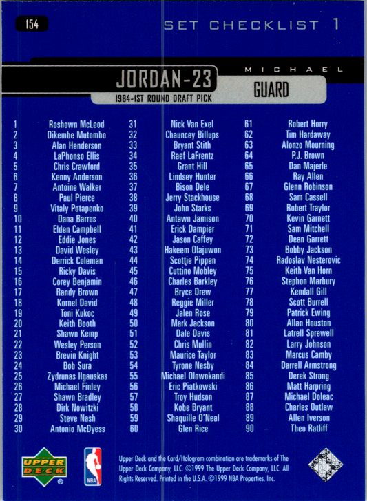 Michael Jordan 1999-00 Upper Deck #154 Chicago Bulls 009070