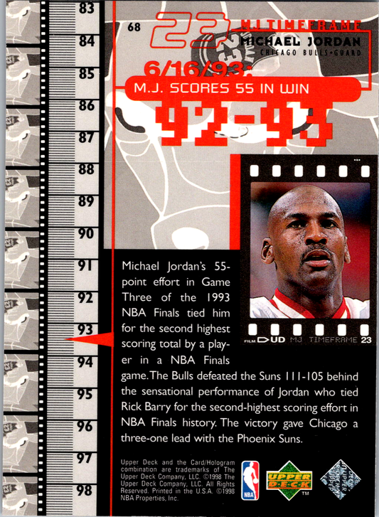 Michael Jordan 1998 Upper Deck Michael Jordan Living Legend #68 Chicago Bulls