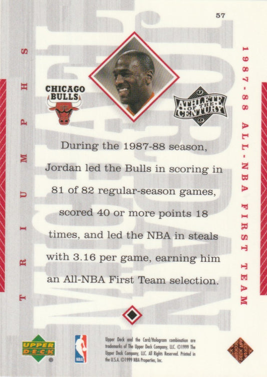 Michael Jordan 1999 Upper Deck Athlete of the Century #57 Chicago Bulls 009062