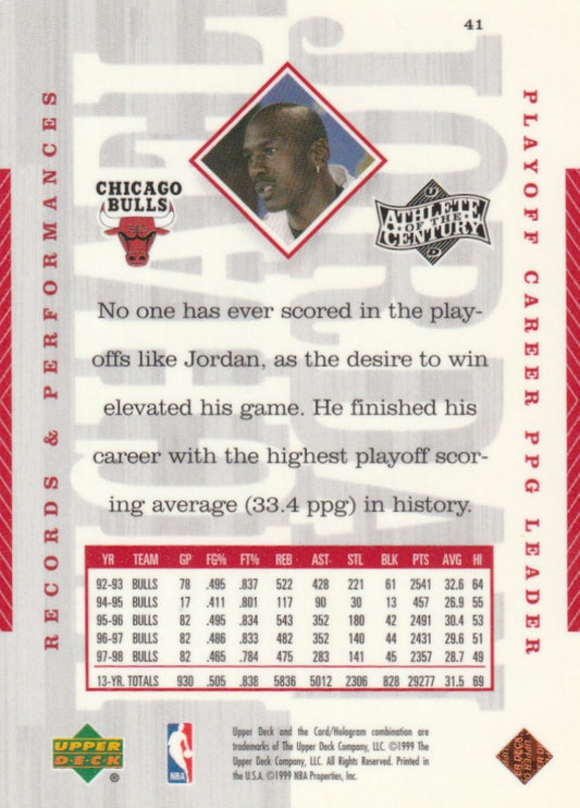 Michael Jordan 1999 Upper Deck Athlete of the Century #41Chicago Bulls 009056
