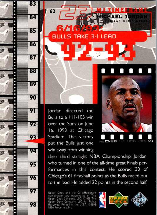 Michael Jordan 1998 Upper Deck Michael Jordan Living Legend #62 Chicago Bulls