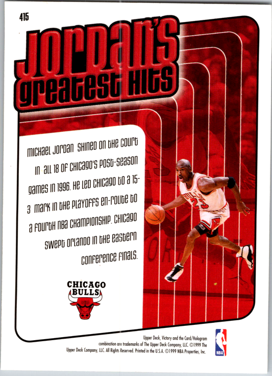 Michael Jordan 1999 Upper Deck Victory  Greatest Hits #415 Chicago Bulls 009080