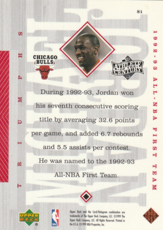 Michael Jordan 1999 Upper Deck Athlete of the Century #81 Chicago Bulls 009057