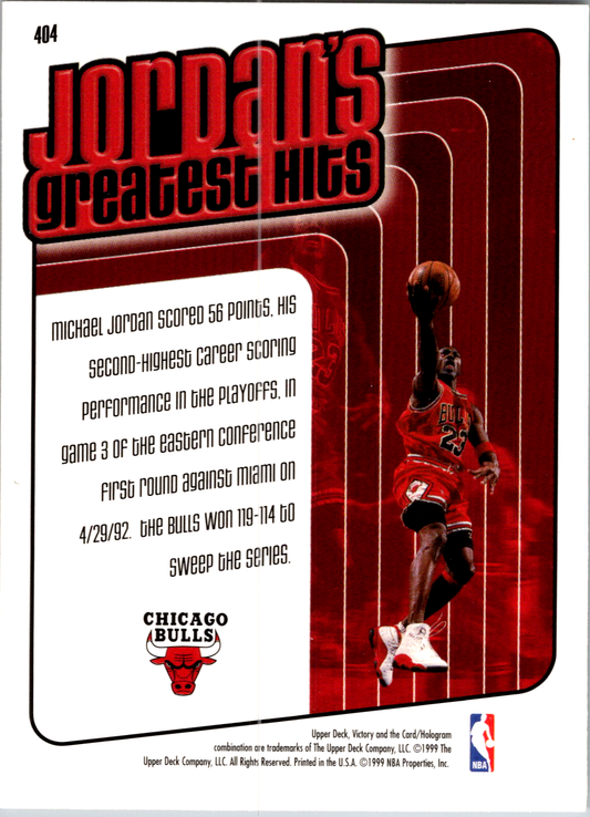 Michael Jordan 1999-00 Upper Deck Victory #404 Chicago Bulls 009075