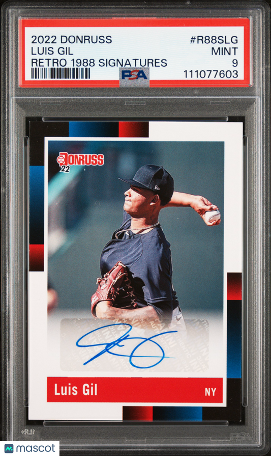 Luis Gil 2022 Donruss Retro 1988 Signatures #R88SLG Retro PSA 9 New York Yankees
